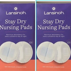 Lot of 2 100ct Boxes Lansinoh Stay Dry Nursing Pads NEW